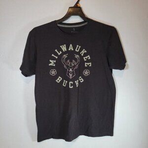 Milwaukee Bucks Mens Shirt Short Sleeve Fanatics Black Size Large